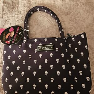 Betsey Johnson Black and White Skull Lunch Tote